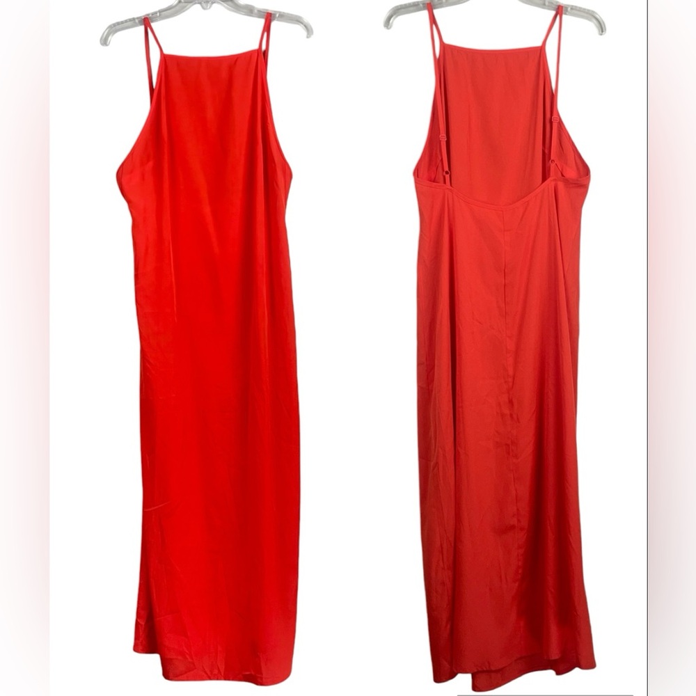 ASOS Orange Square Neck Adjustable Stap Lightweight MIdi Dress Sz 6